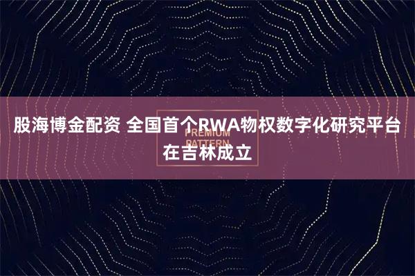 股海博金配资 全国首个RWA物权数字化研究平台在吉林成立